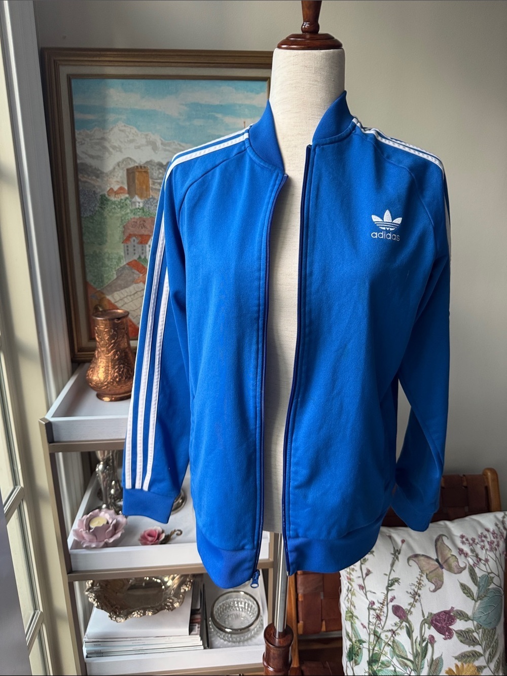 adidas Blue Track Jacket with White 3-Stripes
